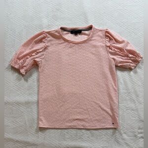 Tommy Hilfiger Pink Medium Shirt Puff Sleeve Eyelet Old Money Coquette Girl